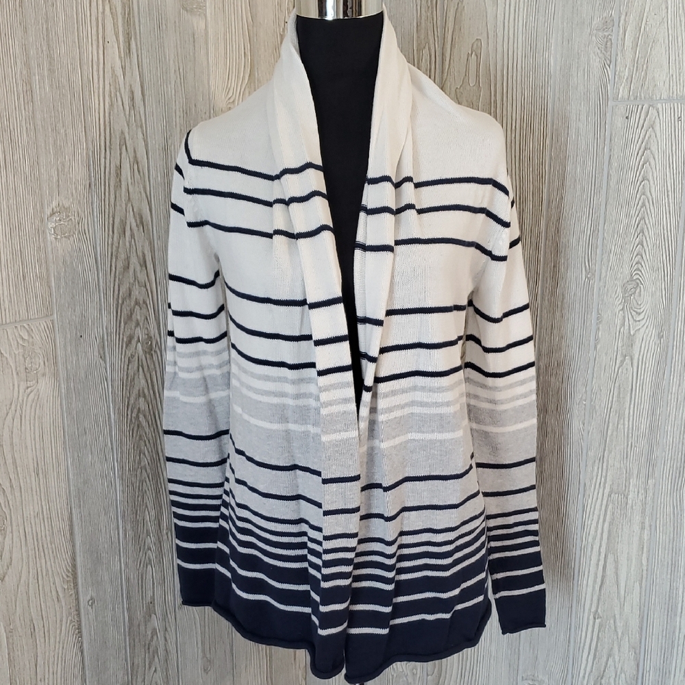 GAP Navy and White Striped Cardigan